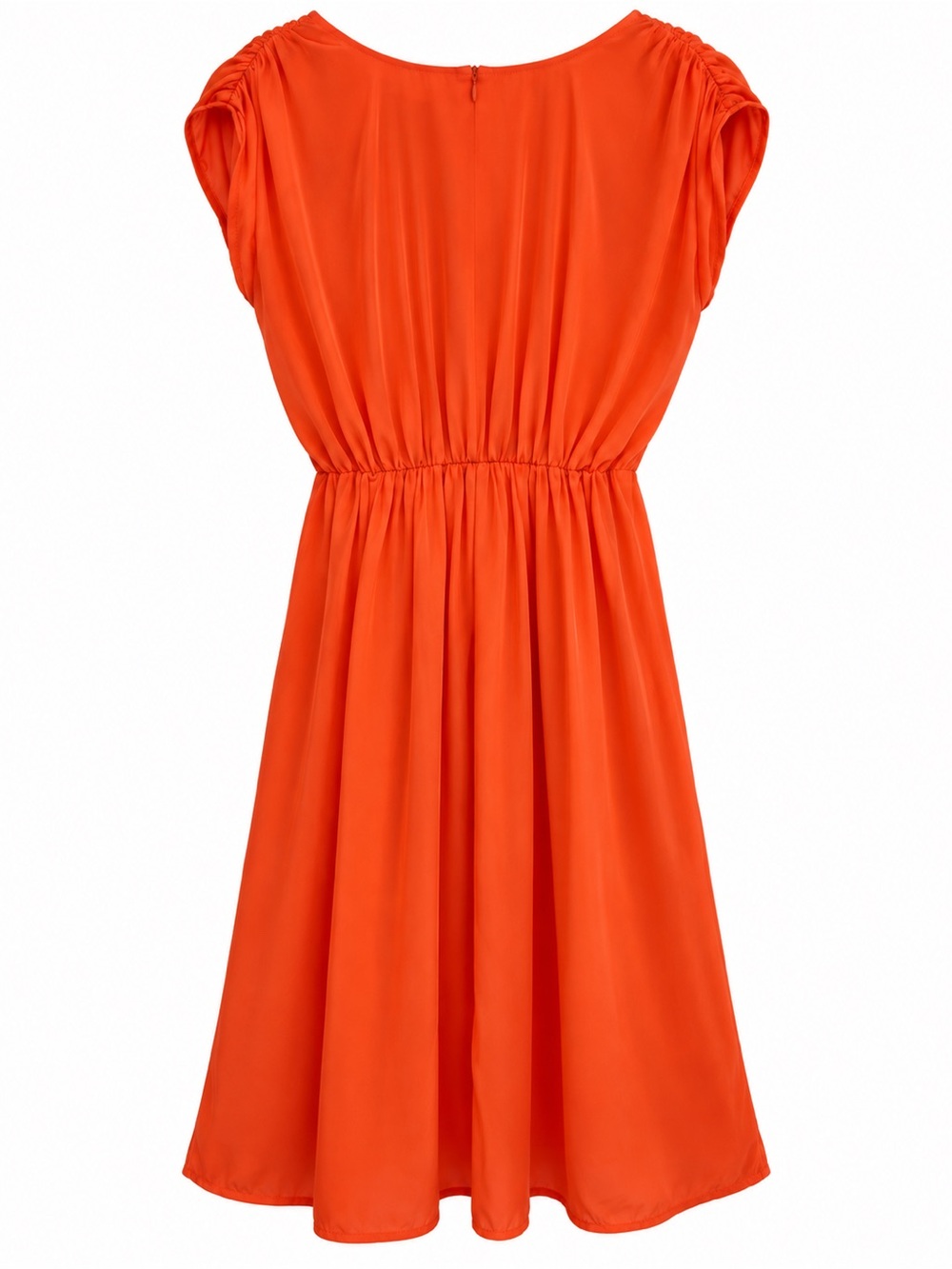 Mossimo Women’s Medium Orange Coral Blouson Dress Elastic Waist Back Zip
